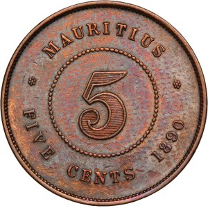 Mauritius 5 Cents 1890 H
