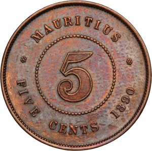 Mauritius 5 Cents 1890 H