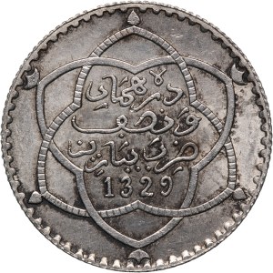 Morocco 2 1/2 Dirhams 1911 (AH1329) Silver