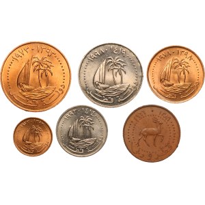Qatar and Dubai Lot of 6 Coins 1966-1998 (AH1393-1419)