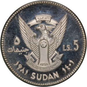 Sudan 5 Pounds 1981 (AH1401) Silver
