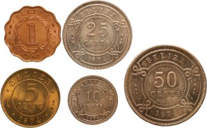 Belize Proof Set of 5 Coins (1974)