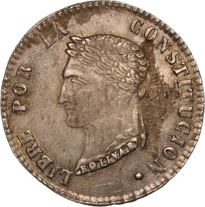 Bolivia 4 Soles 1855 MJ Silver