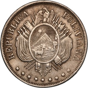 Bolivia 1 Boliviano 1872 FE Silver