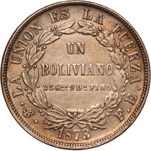 Bolivia 1 Boliviano 1873 FE Silver