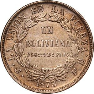Bolivia 1 Boliviano 1873 FE Silver