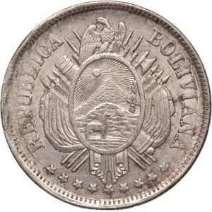 Bolivia 1/2 Boliviano 1873 PTS FE Silver