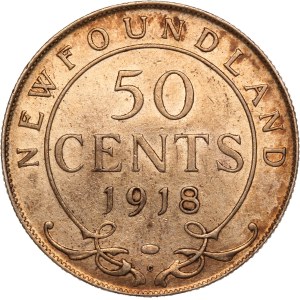 Canada 50 Cents 1918 C Newfoundland Silver
