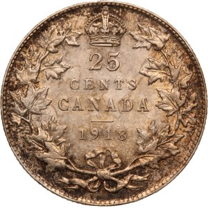 Canada 25 Cents 1918 Silver