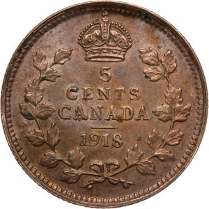 Canada 5 Cents 1918 Silver