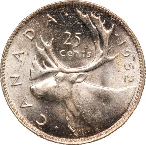 Canada 25 Cents 1952 Silver