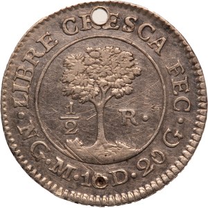 Central American Republic 1/2 Real 1824 NG M Holed Silver