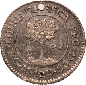 Central American Republic 1/2 Real 1824 NG M Holed Silver