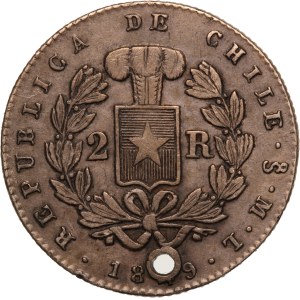 Chile 2 Reales 1849 So ML Holed Silver