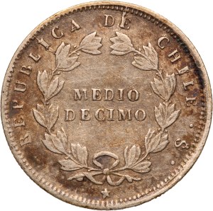 Chile 1/2 Decimo 1857 So Overdate Silver