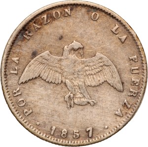 Chile 1/2 Decimo 1857 So Overdate Silver