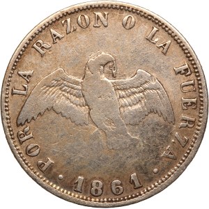 Chile 20 Centavos 1861 So Silver