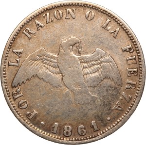 Chile 20 Centavos 1861 So Silver