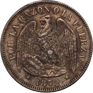 Chile 50 Centavos 1872 So Silver