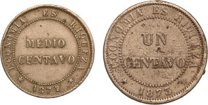 Chile Lot of 2 Coins (1872-1873)