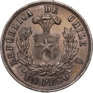 Chile 1 Peso 1884 So Silver