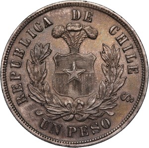 Chile 1 Peso 1884 So Silver