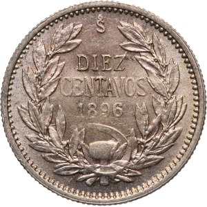 Chile 10 Centavos 1896 So Silver