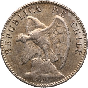 Chile 20 Centavos 1909 So Silver