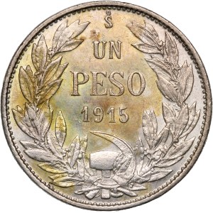 Chile 1 Peso 1915 So Silver