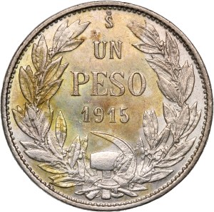Chile 1 Peso 1915 So Silver