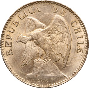 Chile 20 Centavos 1920 So Silver