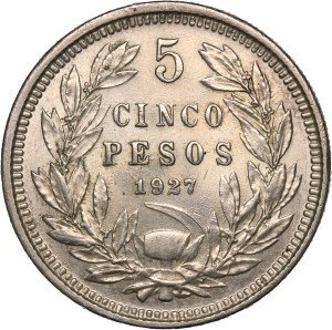 Chile 5 Pesos 1927 So Silver