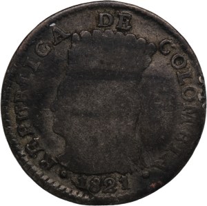 Colombia Cundinamarca 1 Real 1821 Ba JF Silver