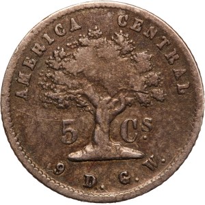 Costa Rica 5 Centavos 1865 GW Silver