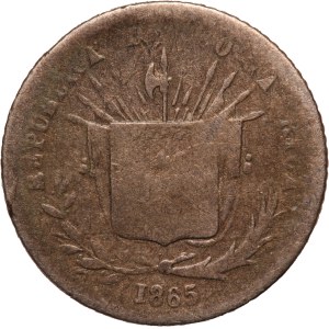 Costa Rica 5 Centavos 1865 GW Silver