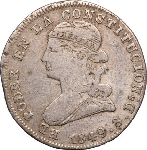 Ecuador 2 Reales 1849 GJ Silver