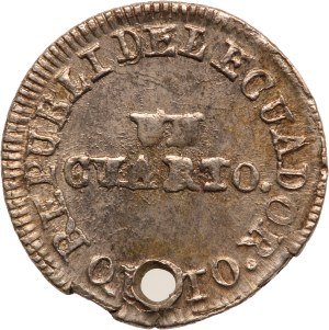 Ecuador 1/4 Real 1852 Holed Silver