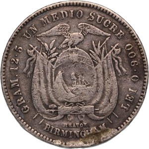 Ecuador 1/2 Sucre 1884 Silver