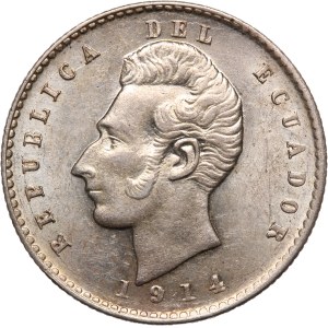 Ecuador 2 Decimos 1914 LIMA FG Silver