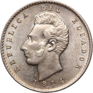 Ecuador 2 Decimos 1914 LIMA FG Silver