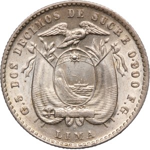 Ecuador 2 Decimos 1914 LIMA FG Silver