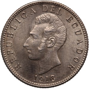 Ecuador 1 Decimo 1916 PHILA Silver