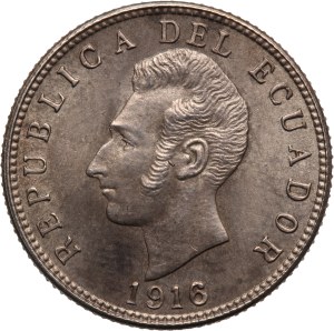 Ecuador 1 Decimo 1916 PHILA Silver