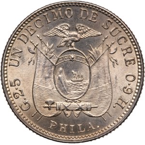 Ecuador 1 Decimo 1916 PHILA Silver