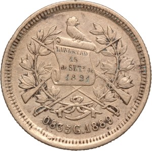 Guatemala 25 Centavos 1889 Silver