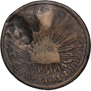 Mexico 8 Reales 1824 Mo JM Hookneck Rare Silver