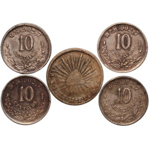 Mexico Lot of 5 Coins (1833-1894) Silver