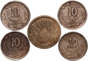 Mexico Lot of 5 Coins (1833-1894) Silver
