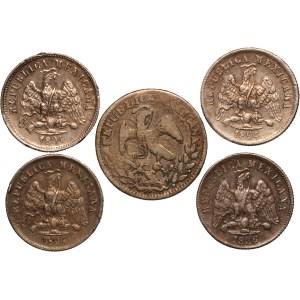 Mexico Lot of 5 Coins (1833-1894) Silver