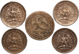 Mexico Lot of 5 Coins (1833-1894) Silver